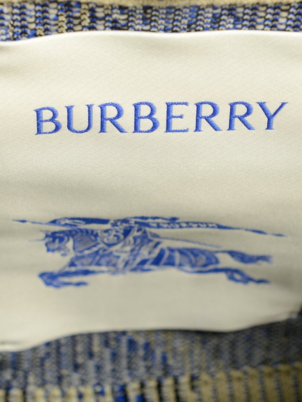 Burberry "Mn Knit Tote" Lichen Plaid Handbag Shoulder Tote Bag - Picture 7 of 8
